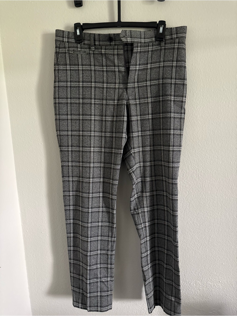 next Gray Plaid Men's Dress Pants
